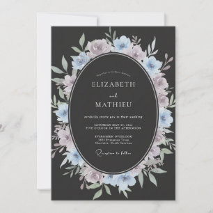 Convite Casamento Pintado com Carvão e Periwinkle