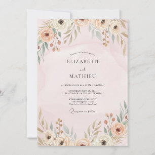 Convite Casamento Pintado com Champagne Blush