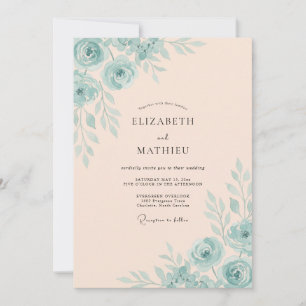 Convite Casamento Pintado com Champanhe Aqua Blush