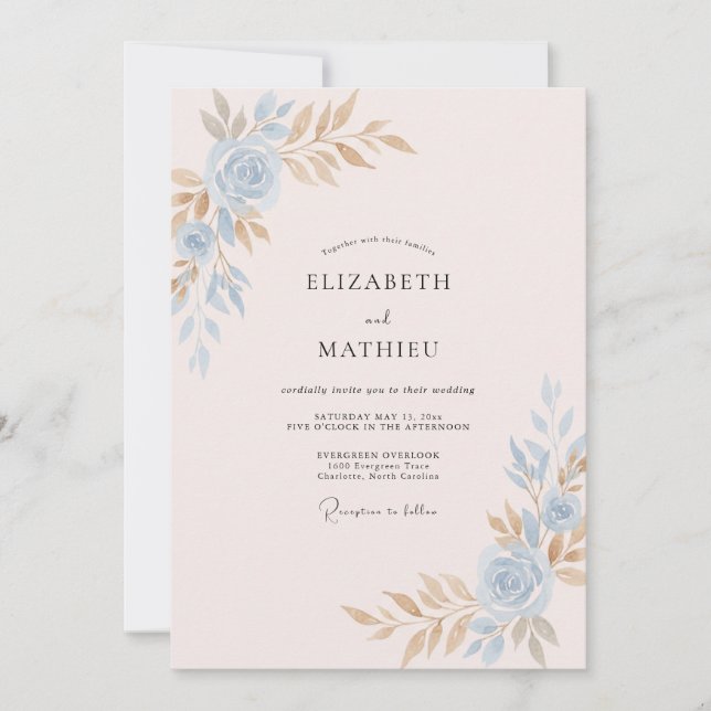 Convite Casamento Pintado com Champanhe Rosado (Frente)