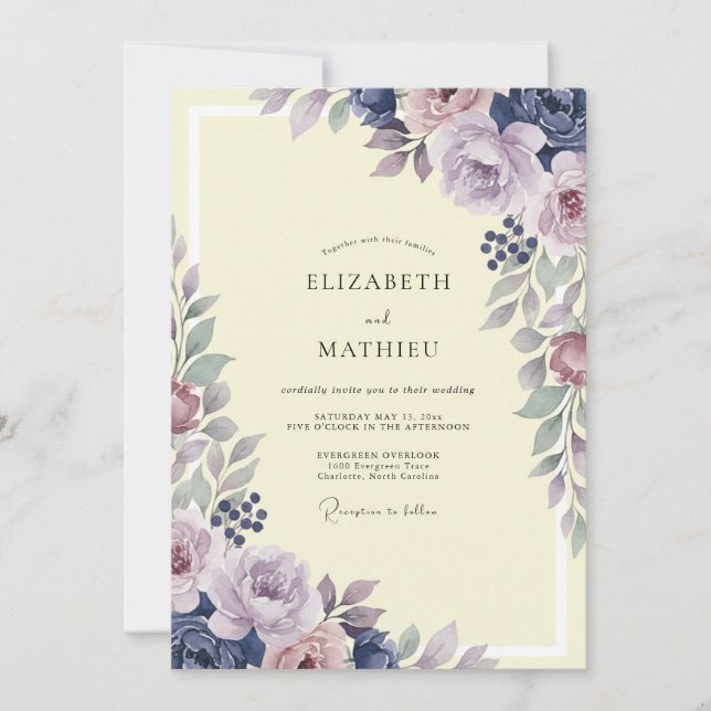 Convite Casamento Pintado com Creme de Lavanda (Frente)