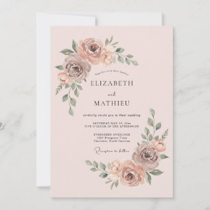 Convite Casamento Pintado com Flores de Pêssego
