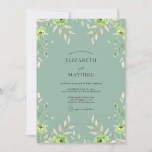 Convite Casamento Pintado com Folhas em Cor de Espuma do M