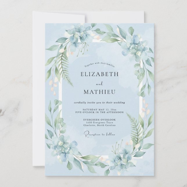 Convite Casamento Pintado com Folhas em Pó (Frente)