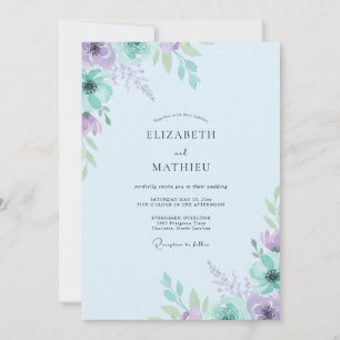 Convite Casamento Pintado com Lavanda e Hortelã