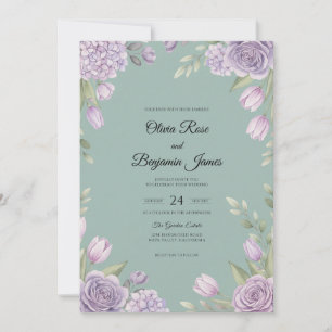 Convite Casamento Pintado com Lavanda Espuma do Mar