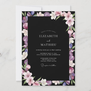 Convite Casamento Pintado com Lavanda Preta