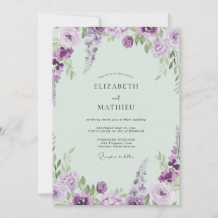 Convite Casamento Pintado com Lavanda Suave e Hortelã