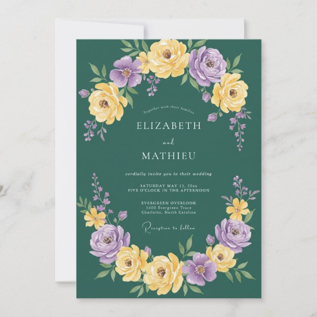 Convite Casamento Pintado com Mostarda Violeta (Frente)