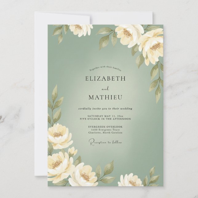 Convite Casamento Pintado com Musgo de Marfim (Frente)