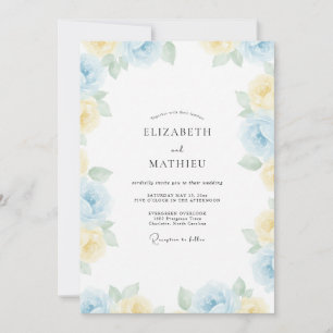 Convite Casamento Pintado com Primrose Azul-Celeste