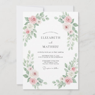 Convite Casamento Pintado com Rosa Bege