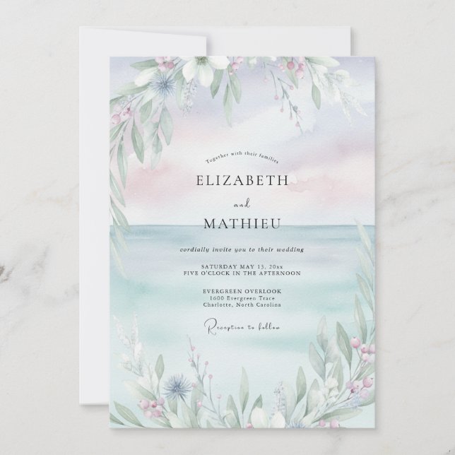 Convite Casamento Pintado com Rosa Vinca (Frente)