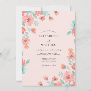Convite Casamento Pintado com Salmão Rosado