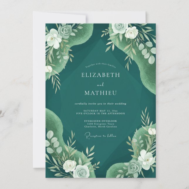 Convite Casamento Pintado com Vinha da Floresta (Frente)