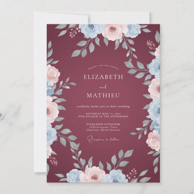 Convite Casamento Pintado com Vinho Rosado (Frente)