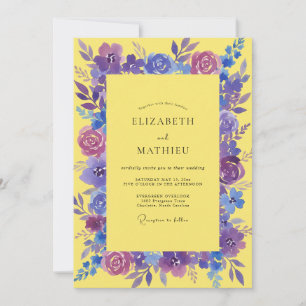 Convite Casamento Pintado com Violeta Amarela