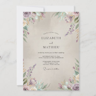 Convite Casamento Pintado com Violeta Champanhe