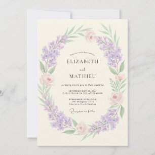 Convite Casamento Pintado com Violeta Lavanda