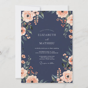 Convite Casamento Pintado Coral à Meia-Noite