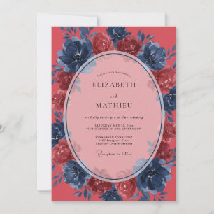 Convite Casamento Pintado Coral Índigo