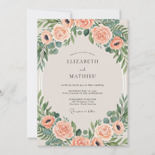 Convite Casamento Pintado Coral Sage