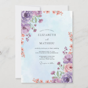 Convite Casamento Pintado Coral Suave Ametista