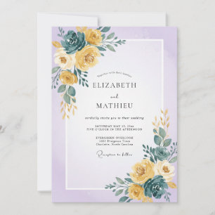 Convite Casamento Pintado de Amarelo e Azul Turquesa