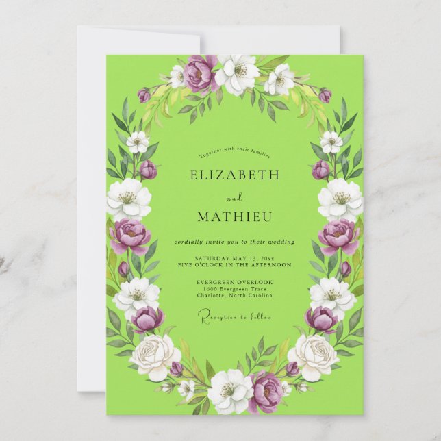 Convite Casamento Pintado de Âmbar Chartreuse (Frente)