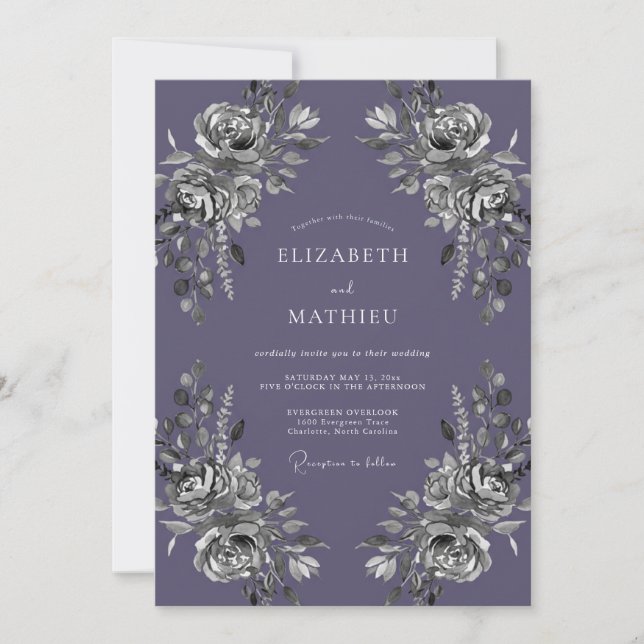 Convite Casamento Pintado de Ámbar Prateado (Frente)