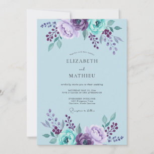 Convite Casamento Pintado de Amethyst e Periwinkle