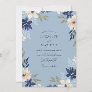 Convite Casamento Pintado de Azul Aço Marinho