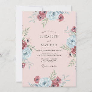 Convite Casamento Pintado de Azul Borgonha