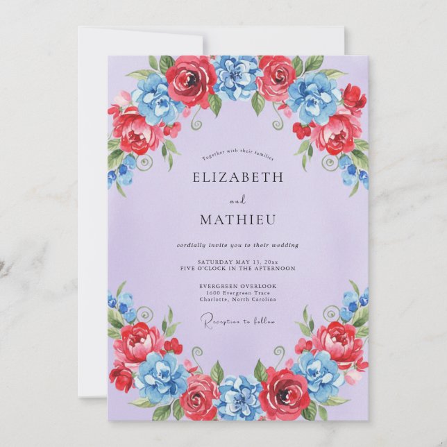 Convite Casamento Pintado de Azul Carmesim (Frente)
