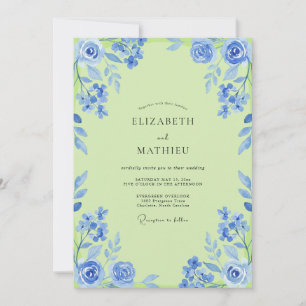 Convite Casamento Pintado de Azul Chartreuse