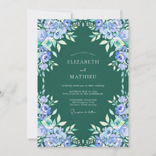 Convite Casamento Pintado de Azul-pervinca e Turquesa