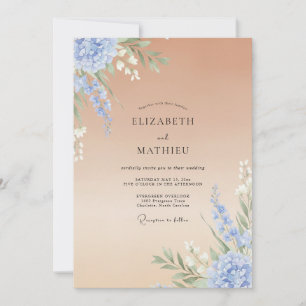 Convite Casamento Pintado de Bege e Periwinkle