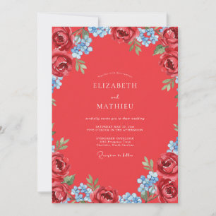 Convite Casamento Pintado de Burgundy e Periwinkle