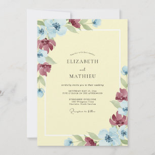 Convite Casamento Pintado de Burgundy Primrose