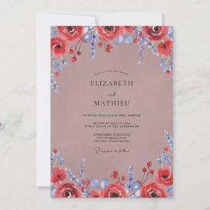Convite Casamento Pintado de Carmesim Malva