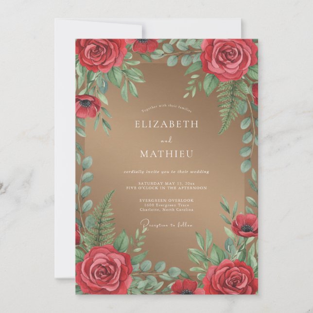 Convite Casamento Pintado de Carmesim Tão (Frente)
