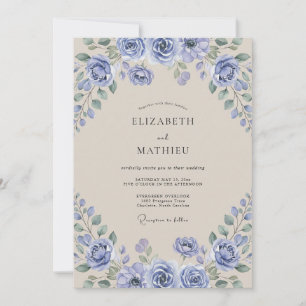 Convite Casamento Pintado de Champanhe e Periwinkle