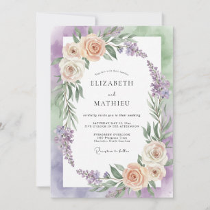 Convite Casamento Pintado de Champanhe Lilás