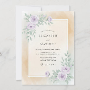 Convite Casamento Pintado de Champanhe Rosa