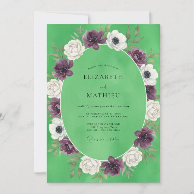Convite Casamento Pintado de Chartreuse Roxo (Frente)