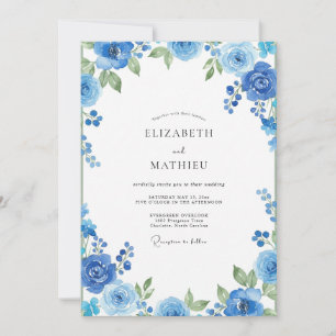 Convite Casamento Pintado de Cobalto e Azul-Celeste