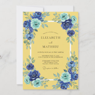 Convite Casamento Pintado de Cobalto e Manteiga