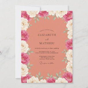 Convite Casamento Pintado de Coral Macio Magenta
