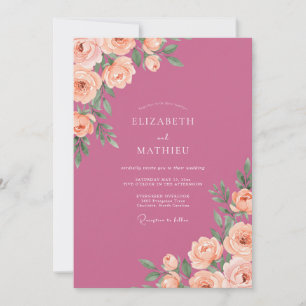 Convite Casamento Pintado de Coral Magenta