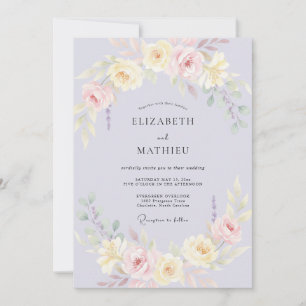 Convite Casamento Pintado de Creme Lilás